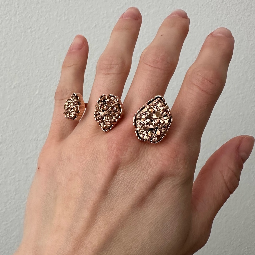 Kendra Scott S/M Rose Gold Drusy Naomi Adjustable Ring